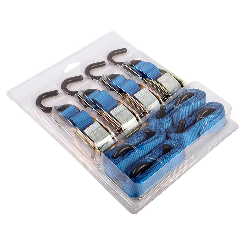4-Piece Tezza 409 kg Ratchet S-Hook Tie-Down Set