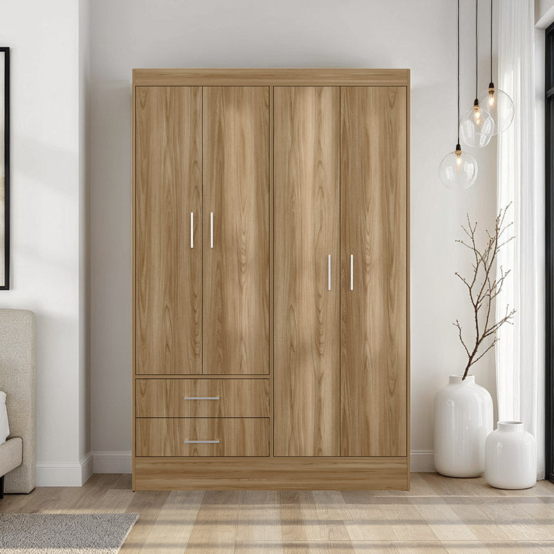 Closet de melamina 4 puerta fresno interior y wengué 119,8 x 182 x 44,5 cm