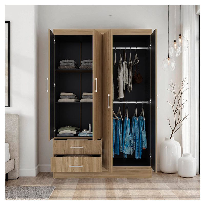 Closet de melamina 4 puerta fresno interior y wengué 119,8 x 182 x 44,5 cm