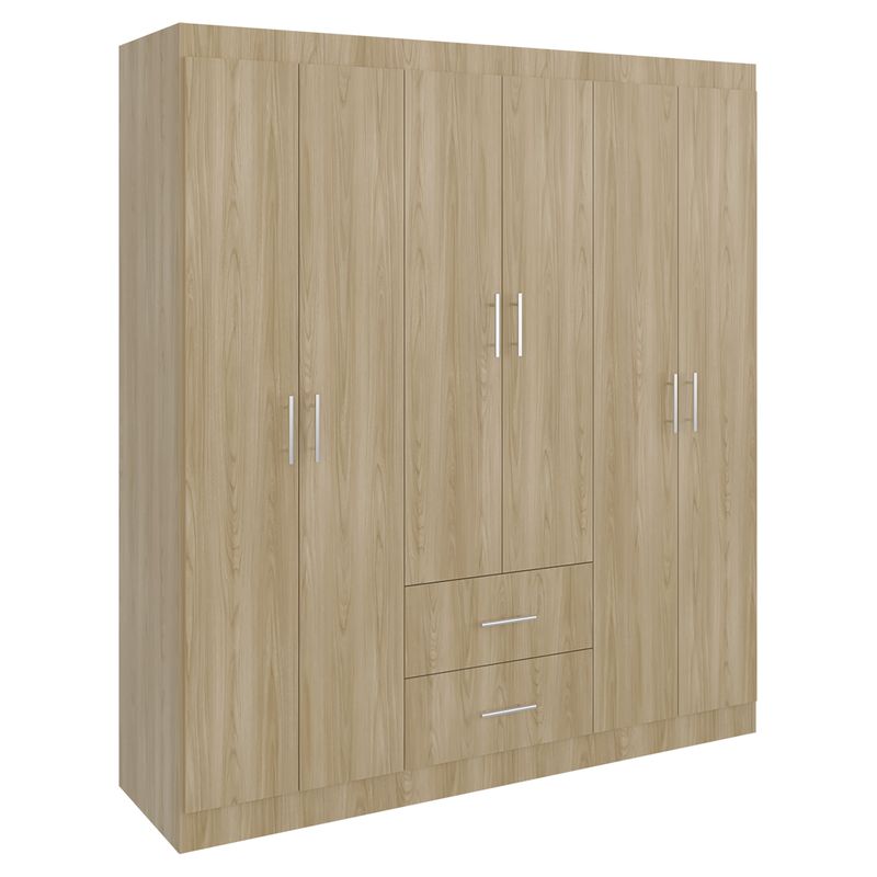 6-door melamine closet, ash finish, 160 x 180 x 47 cm