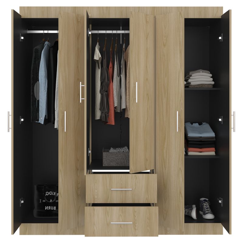 6-door melamine closet, ash finish, 160 x 180 x 47 cm