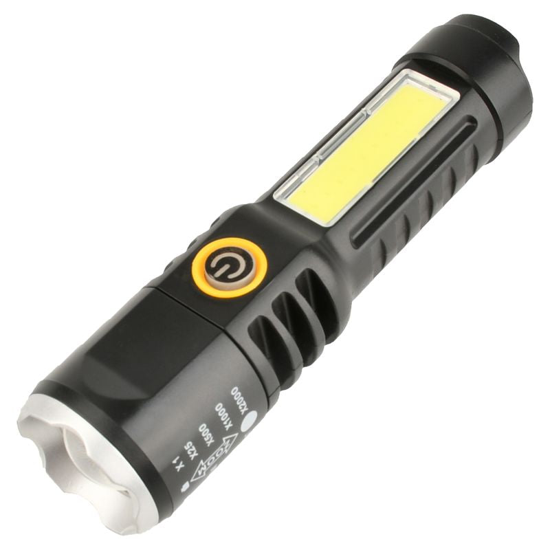 Linterna de mano recargable 2 en 1 con luz lateral, 100 lumenes Tezza