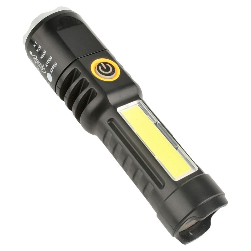 Linterna de mano recargable 2 en 1 con luz lateral, 100 lumenes Tezza