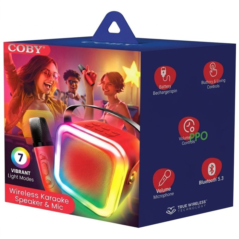 Karaoke LED with Microphone compatible with Siri and Google Assistant Coby