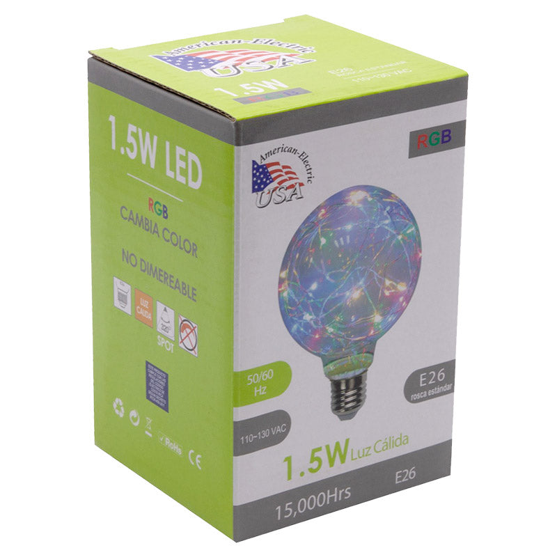 Bombillo LED 1,5 E26 globo RGB American-Electric