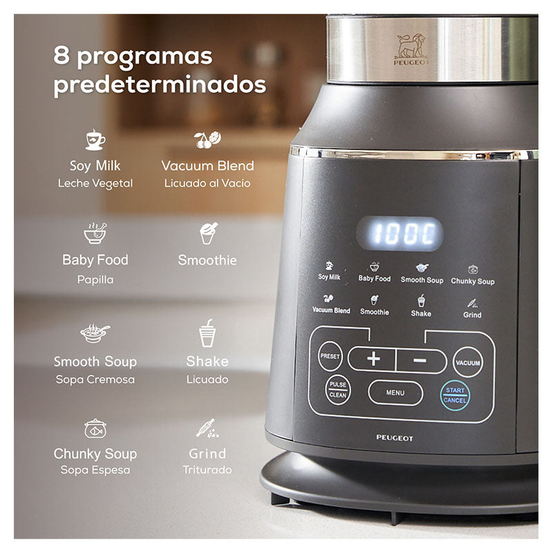 Peugeot Multifunction Vacuum Blender and Cooker 800W 2 Liters Black