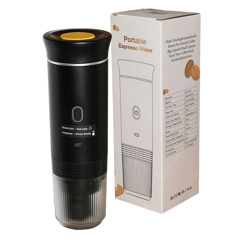 Portable coffee machine, capsules, 1 cup, black