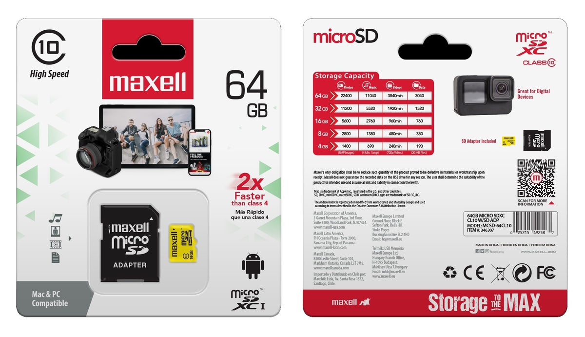 64 GB micro SD card includes SD adapter