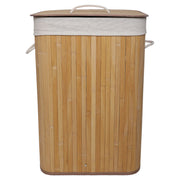 72 L Beige Rectangular Bamboo Laundry Basket with Handles