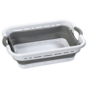Canasta para ropa rectangular 78 L blanco y gris plegable