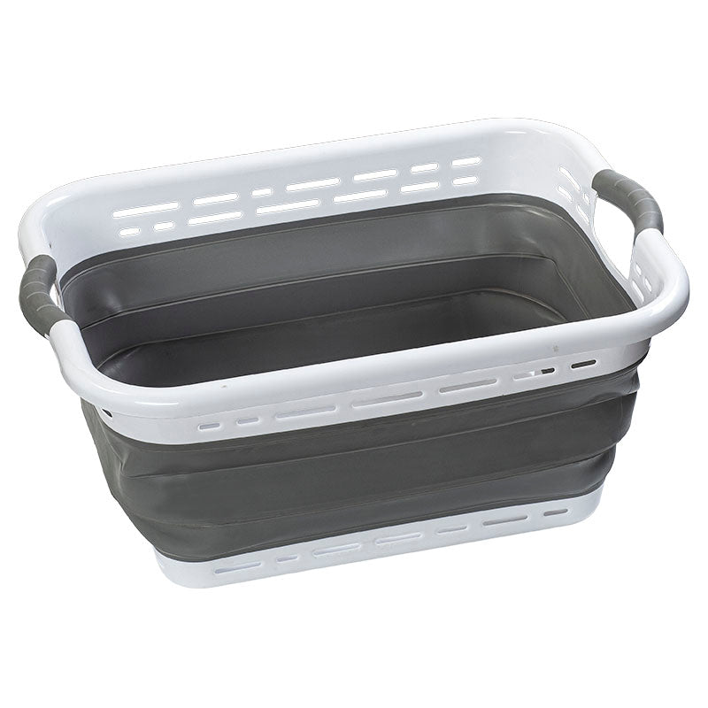 Canasta para ropa rectangular 78 L blanco y gris plegable