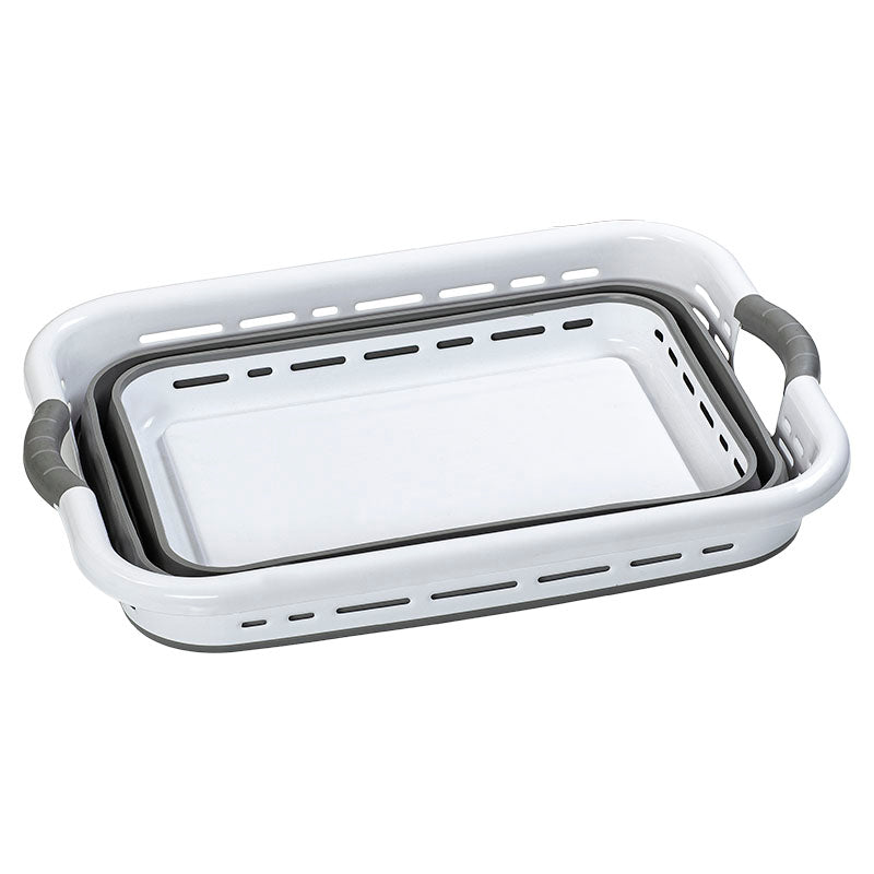 Canasta para ropa rectangular 78 L blanco y gris plegable