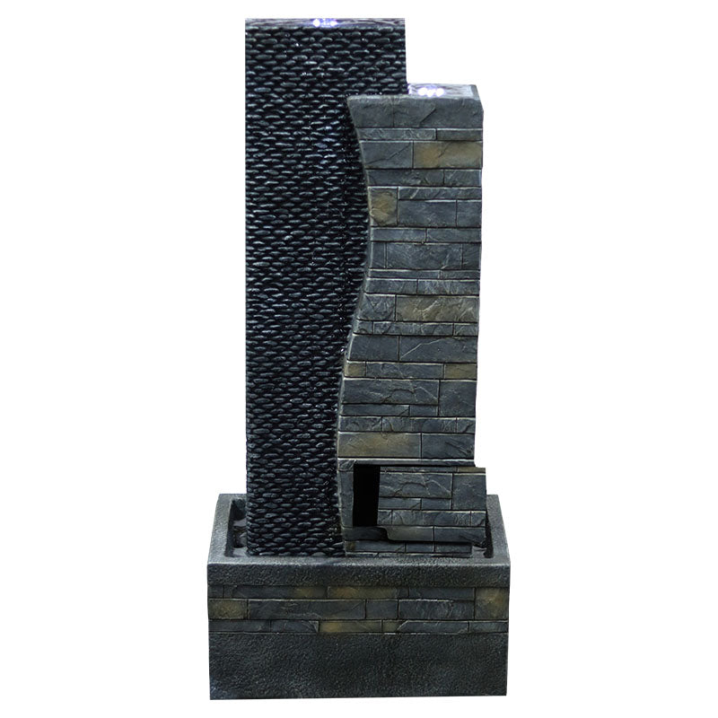 Fuente de agua con luz tipo piedra gris y amarillo 36 x 22 x 80 cm con bomba de agua