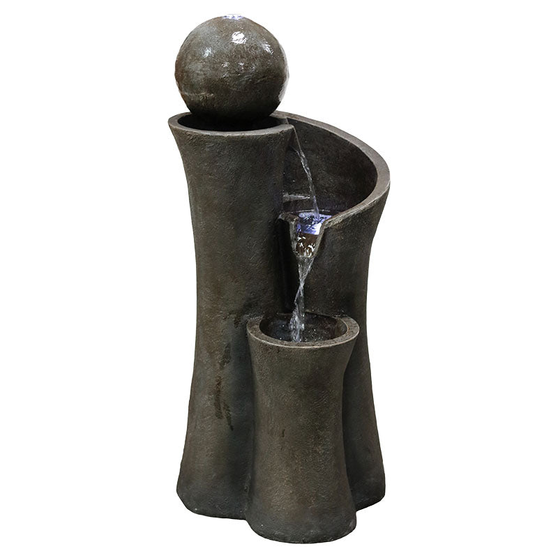Fuente de agua con luz tipo vasijas gris 43 x 43 x 100 cm con bomba de agua