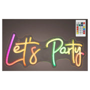 Letrero neón LED "let´s party" multicolor RGB 3,9 W 16 cm Lumineo