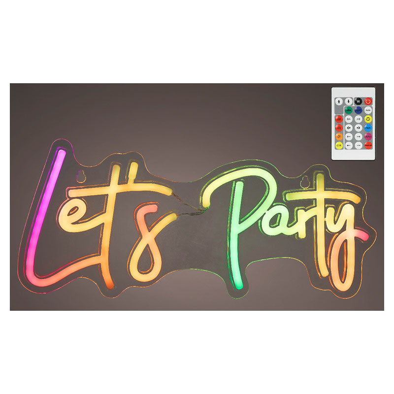 Lumineo 16 cm 3.9 W RGB Multi-Color "let's party" LED Neon Sign