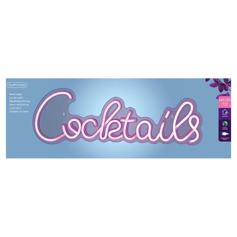 Lumineo 42cm 5.8W pink LED neon "cocktails" sign