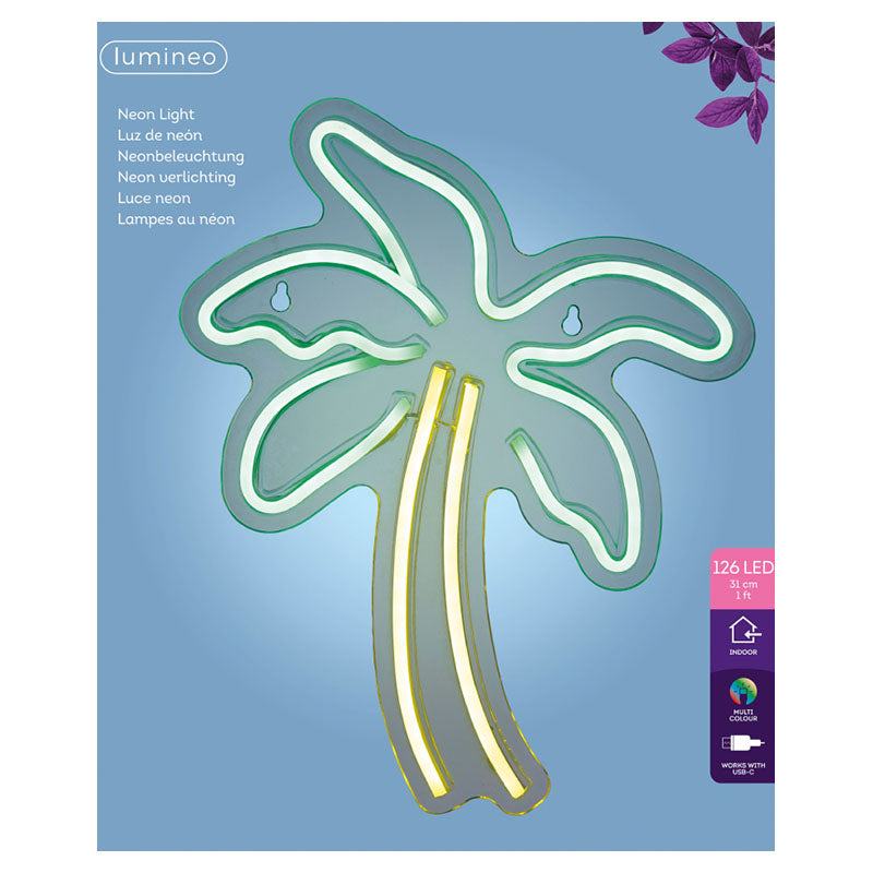 Lumineo 36cm 5W Multicolor LED Neon "Palm Tree" Sign