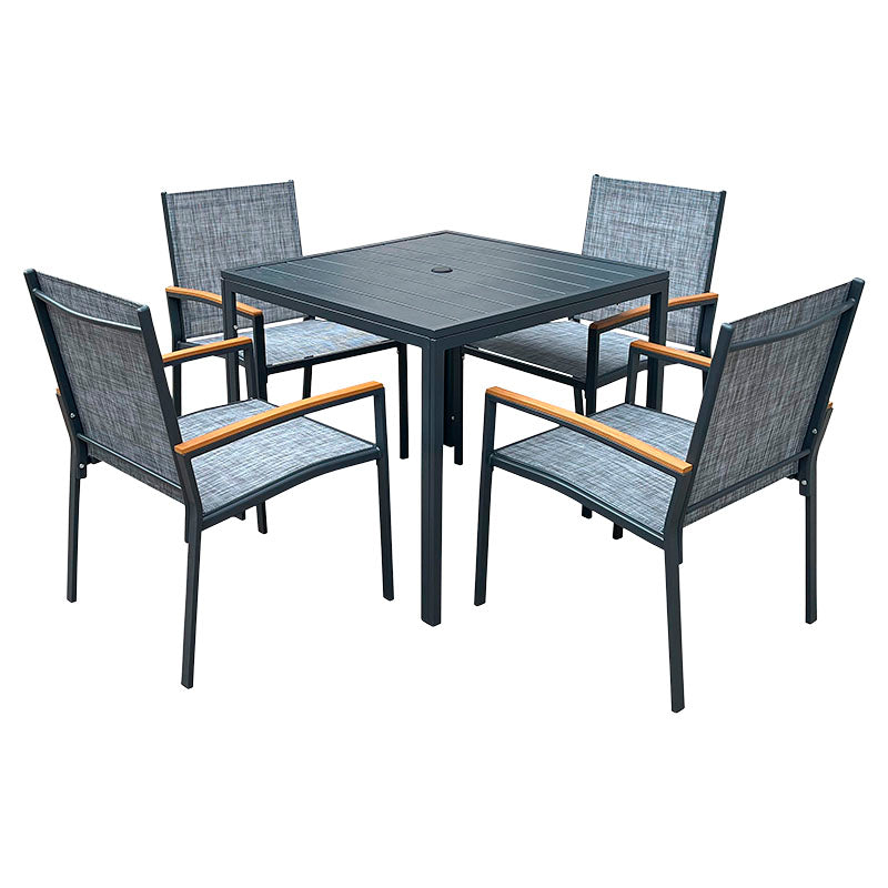 Comedor cuadrado para jardín 5 pzs de aluminio gris Basic Living