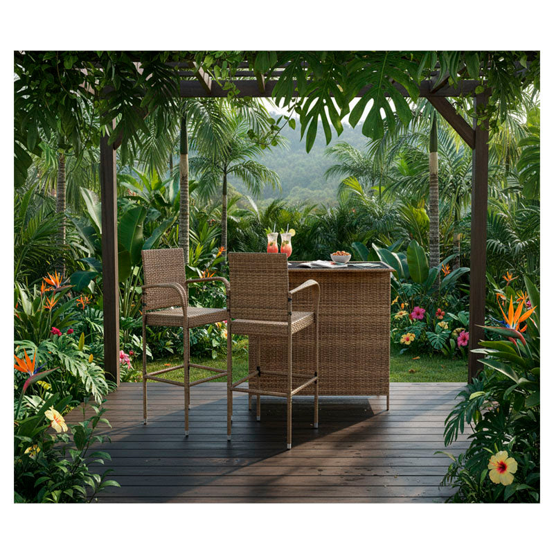 Set muebles para bar 3 pzs de acero café Basic Living