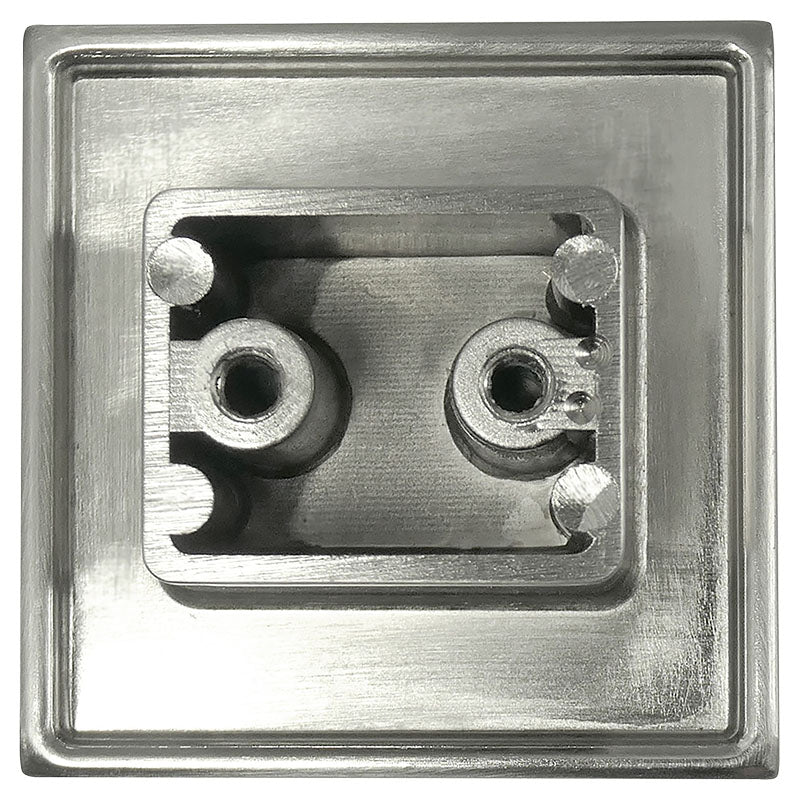 Knob, 5.0 cm satin nickel, square zinc escutcheon