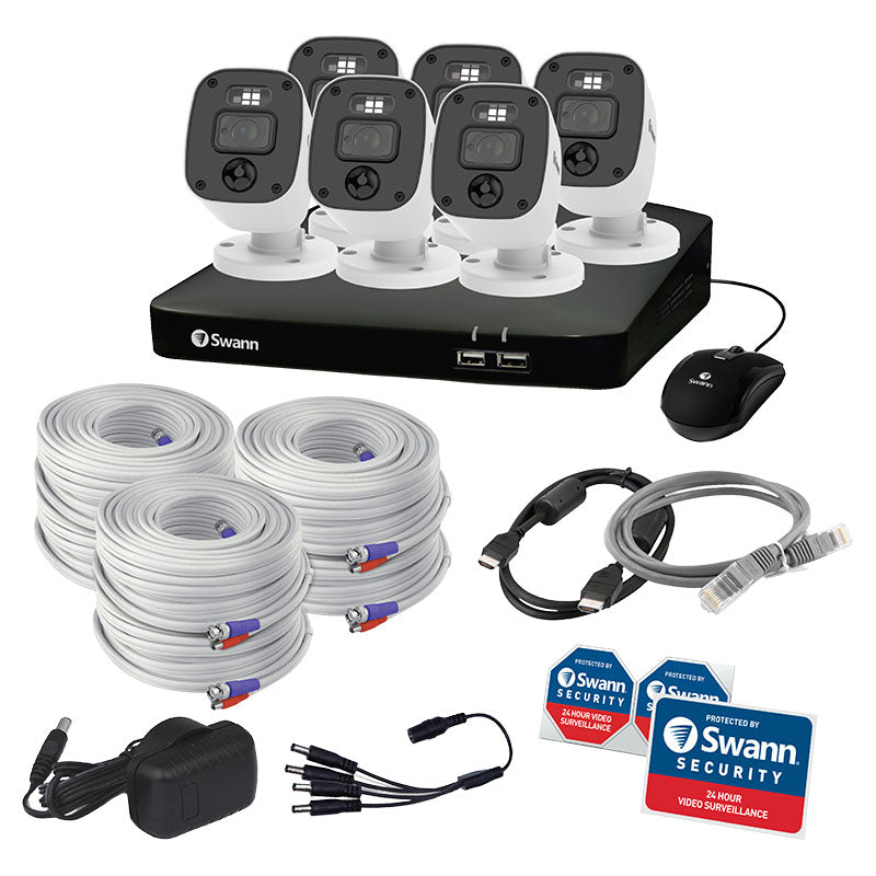 Sistema vigilancia 6 cámaras alámbrico FHD 8 canales Swann