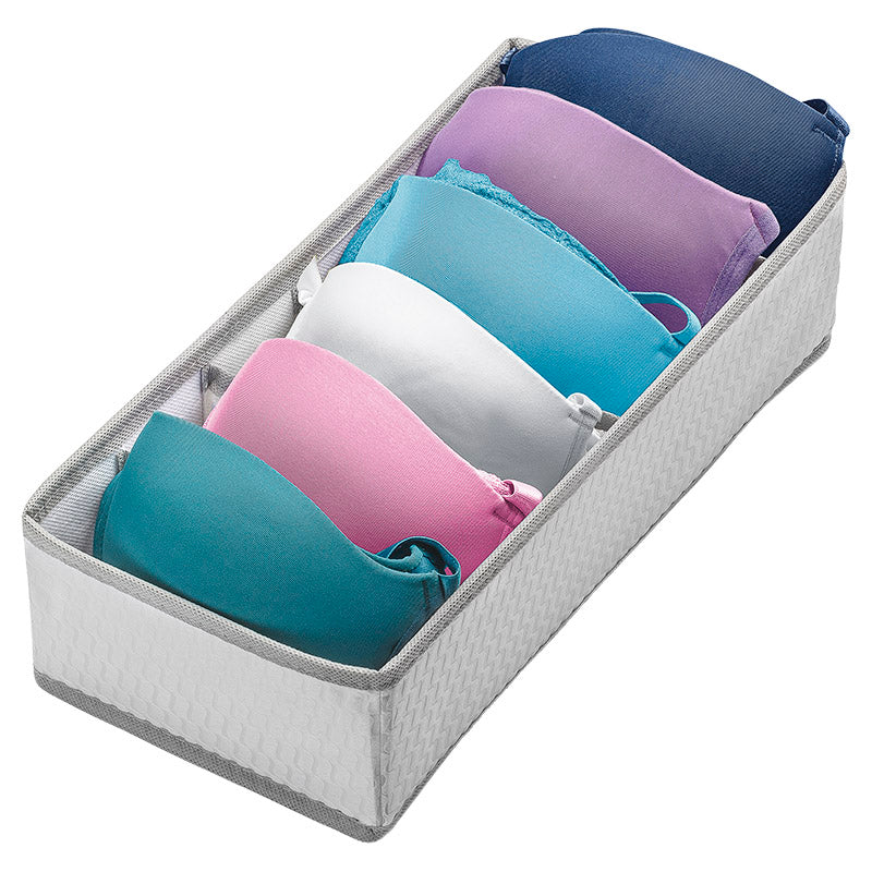 White and gray fabric bra organizer 9 x 15.5 x 33.5 cm