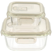 Set of 2 square glass food containers 320 and 800 ml
