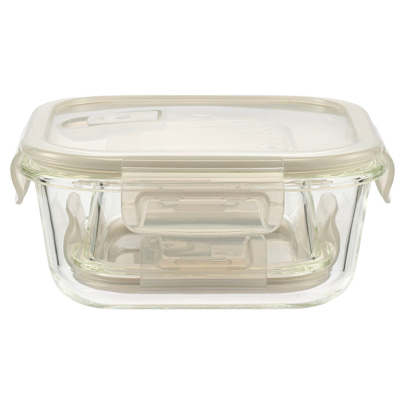 Set of 2 square glass food containers 320 and 800 ml
