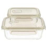 Set of 2 rectangular glass food containers, 380 and 1100 ml