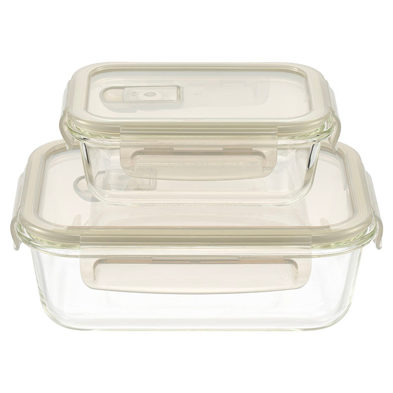Set 2 contenedores para comida rectangulares vidrio 380 y 1100 ml