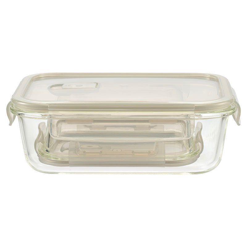 Set of 2 rectangular glass food containers, 380 and 1100 ml
