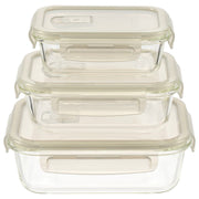 Set 3 contenedores para comida rectangulares vidrio 380, 650 y 1100 ml