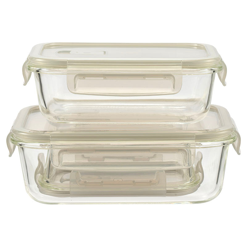 Set 3 contenedores para comida rectangulares vidrio 380, 650 y 1100 ml