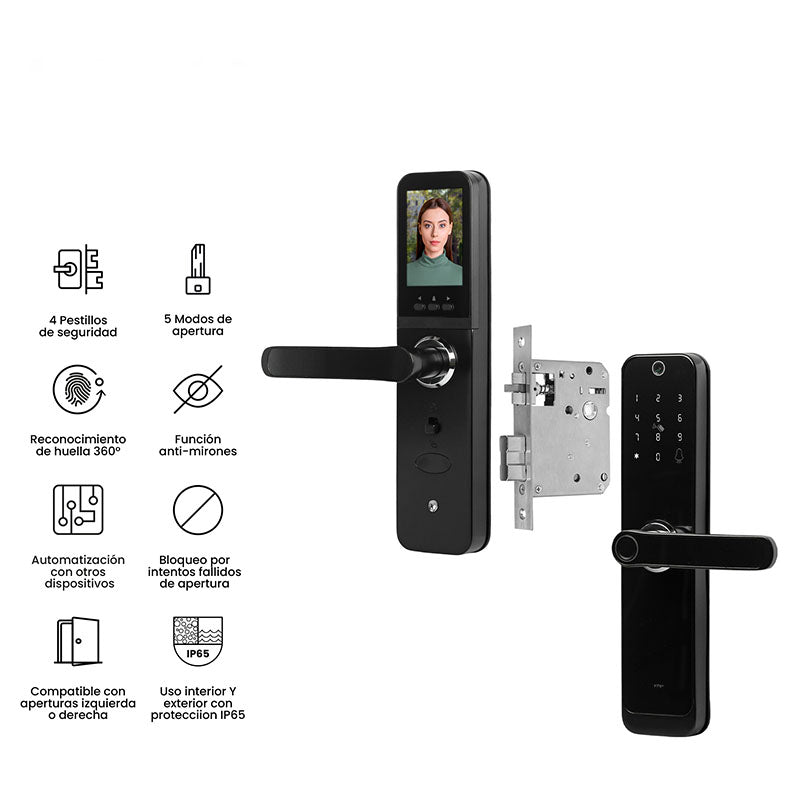 Cerradura inteligente con video portero 5 modos de apertura VTA+