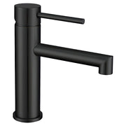 Grifo para lavamanos monomando cuello recto bajo Barcelona negro mate con manilla palanca
