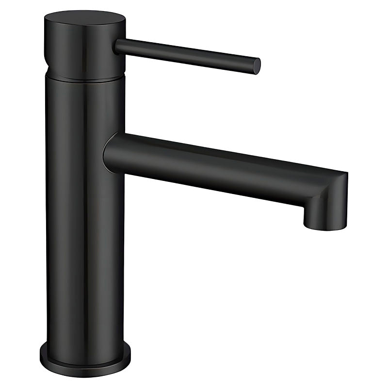 Grifo para lavamanos monomando cuello recto bajo Barcelona negro mate con manilla palanca