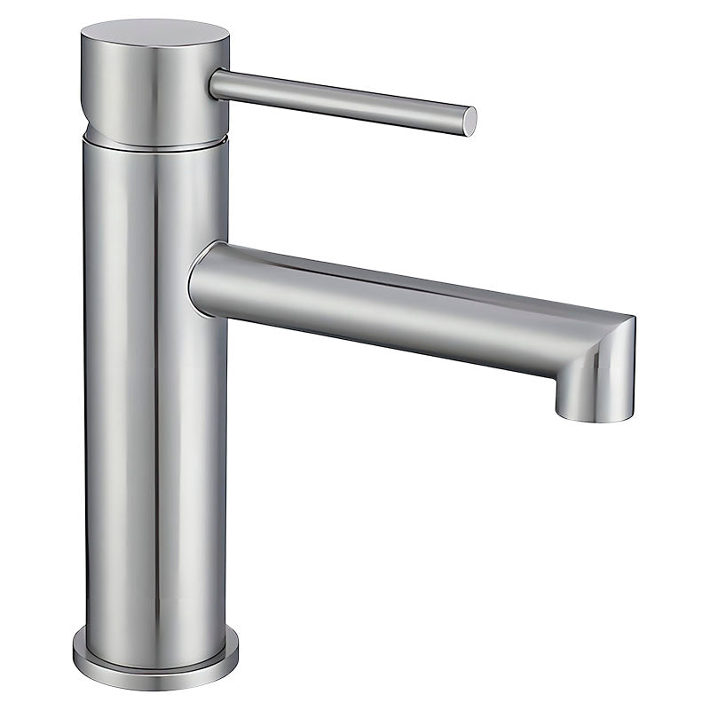 Barcelona Low Straight Neck Single-Handle Lavatory Faucet Brushed Nickel with Lever Handle