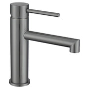 Barcelona single-handle low straight spout lavatory faucet in gunmetal grey with lever handle