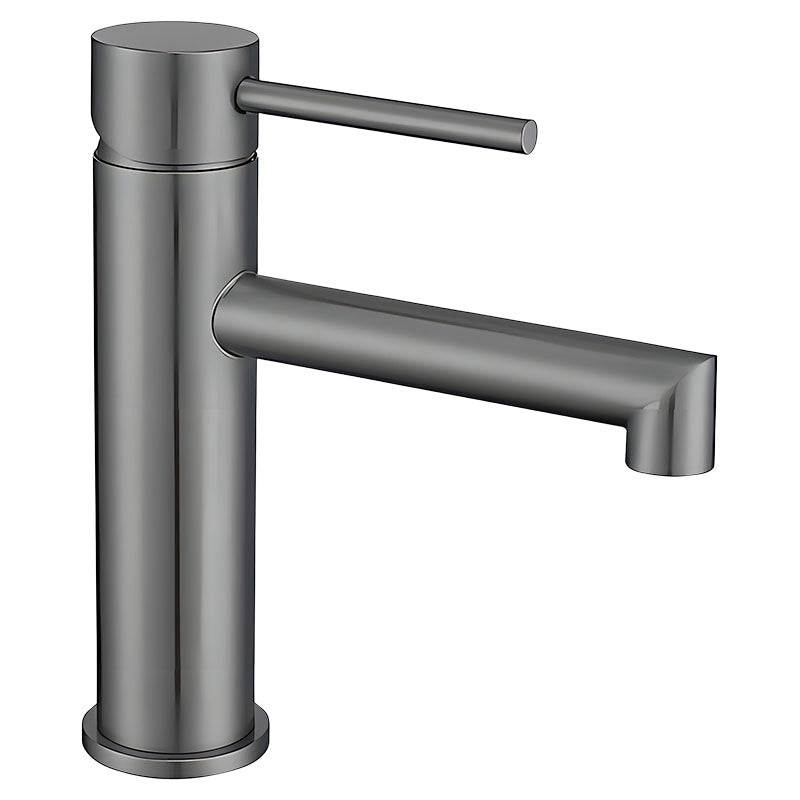 Barcelona single-handle low straight spout lavatory faucet in gunmetal grey with lever handle