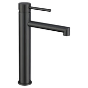 Barcelona matte black tall straight-neck single-handle basin faucet with lever handle