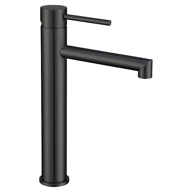 Barcelona matte black tall straight-neck single-handle basin faucet with lever handle