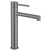Grifo para lavamanos monomando cuello recto alto Barcelona gris gun metal con manilla palanca