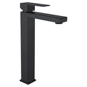 Grifo para lavamanos monomando cuello recto alto Murcia negro mate con manilla palanca