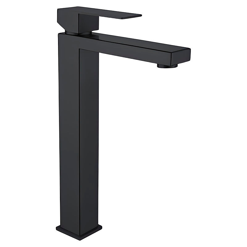 Grifo para lavamanos monomando cuello recto alto Murcia negro mate con manilla palanca