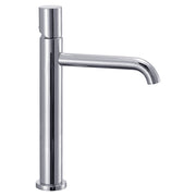 Single-lever high-arc bathroom faucet, chrome plated, with lever handle
