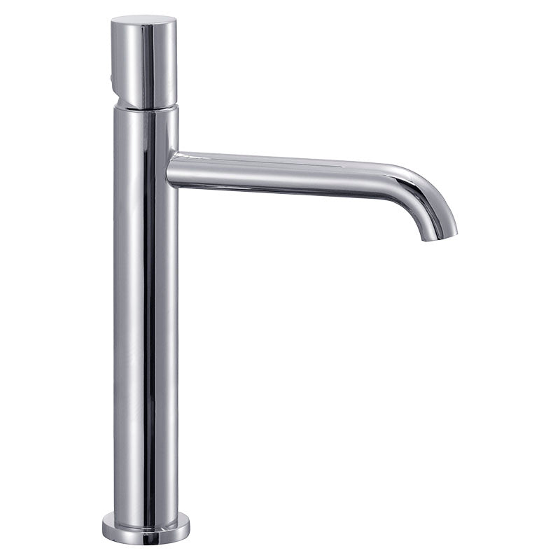 Single-lever high-arc bathroom faucet, chrome plated, with lever handle