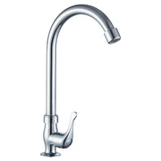 Chrome swan neck single-handle basin faucet with lever handle
