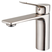 Madrid low straight-neck single-lever lavatory faucet, brushed nickel with lever handle