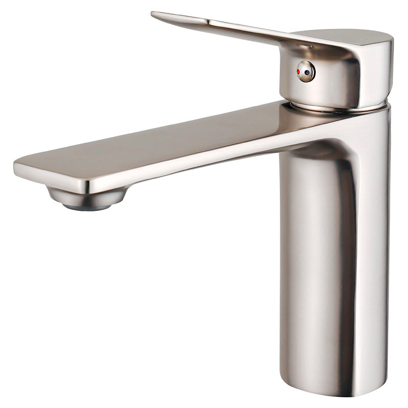 Madrid low straight-neck single-lever lavatory faucet, brushed nickel with lever handle